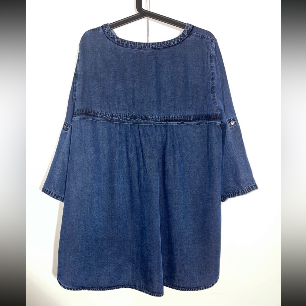 Soft Surroundings L tunic top roll tab sleeves tencel